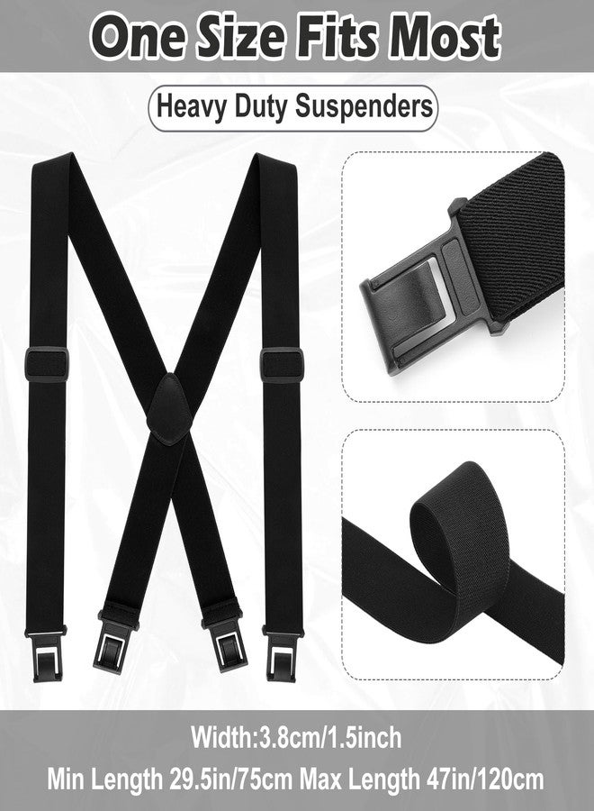 Yearntown 1.5 Inch Wide Men's Belt Clip Suspenders x Back Hook End Adjustable Belt Suspenders for Men Heavy Duty Work(Black) - Image 2